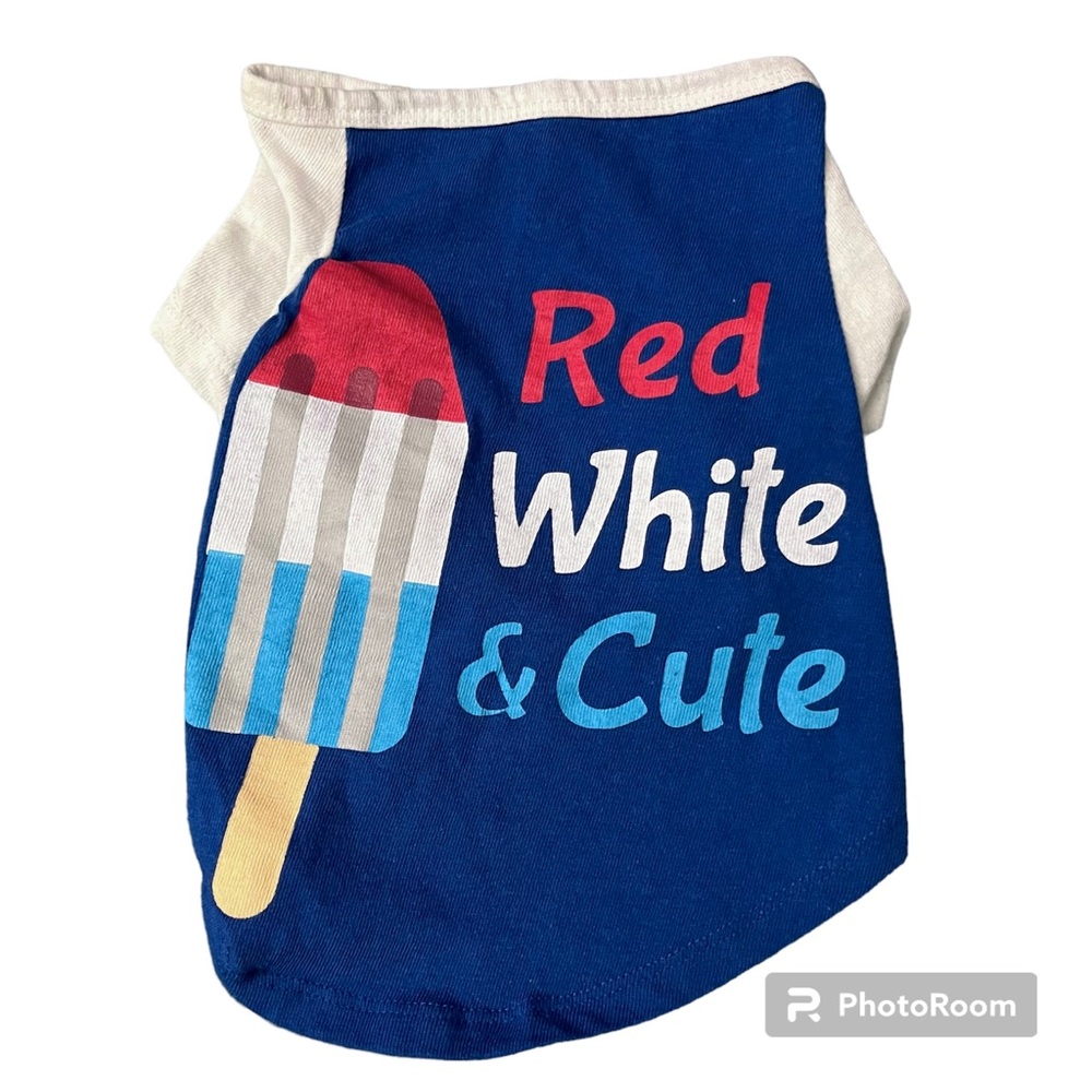 Fourth of July Independence Day Red White & Cute Small Dog Puppy TShirt